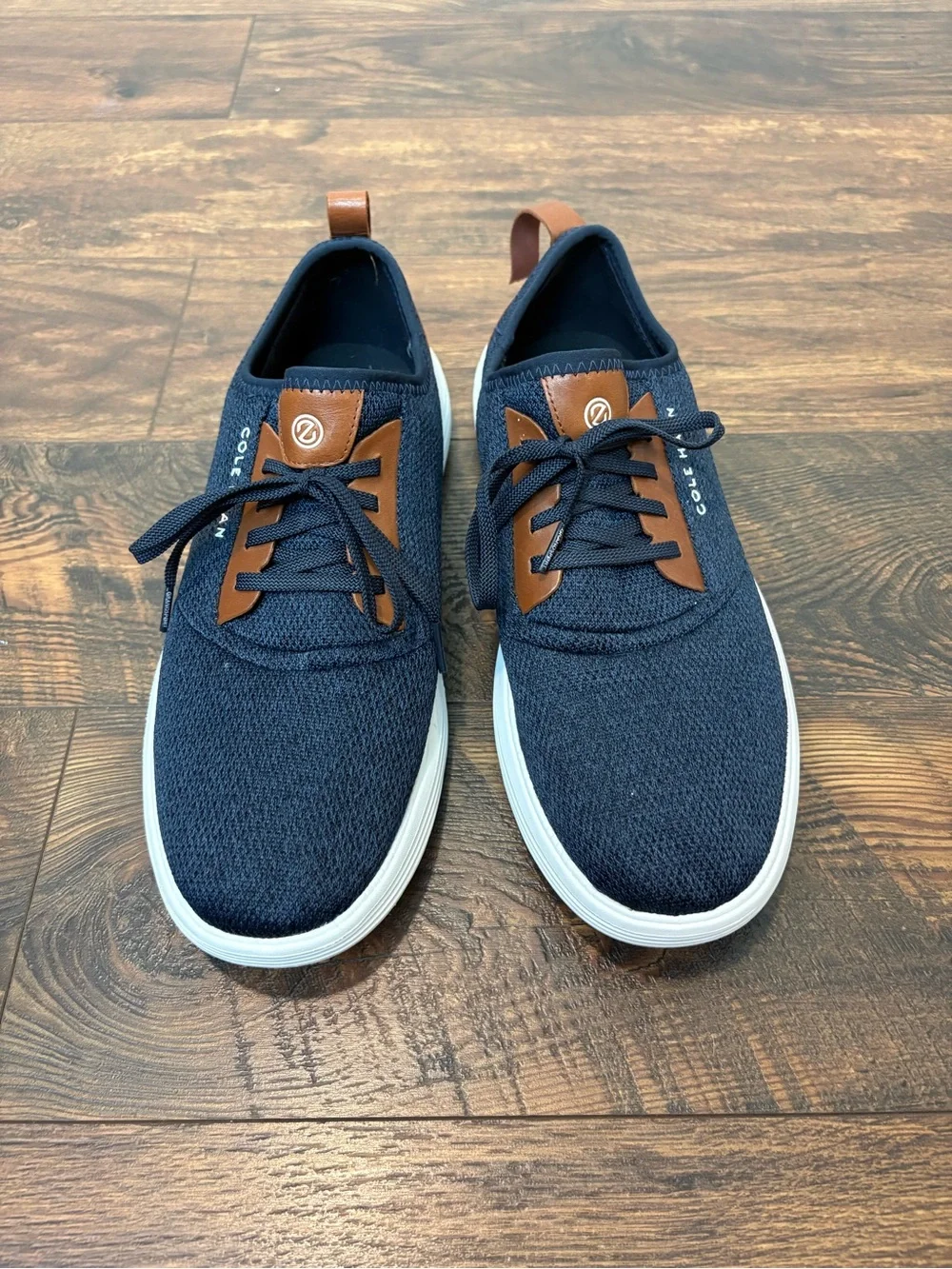 Cole Haan Grandsport Journey 11M Sneakers Shoes Navy Blue Woodbury Knit *FLAW